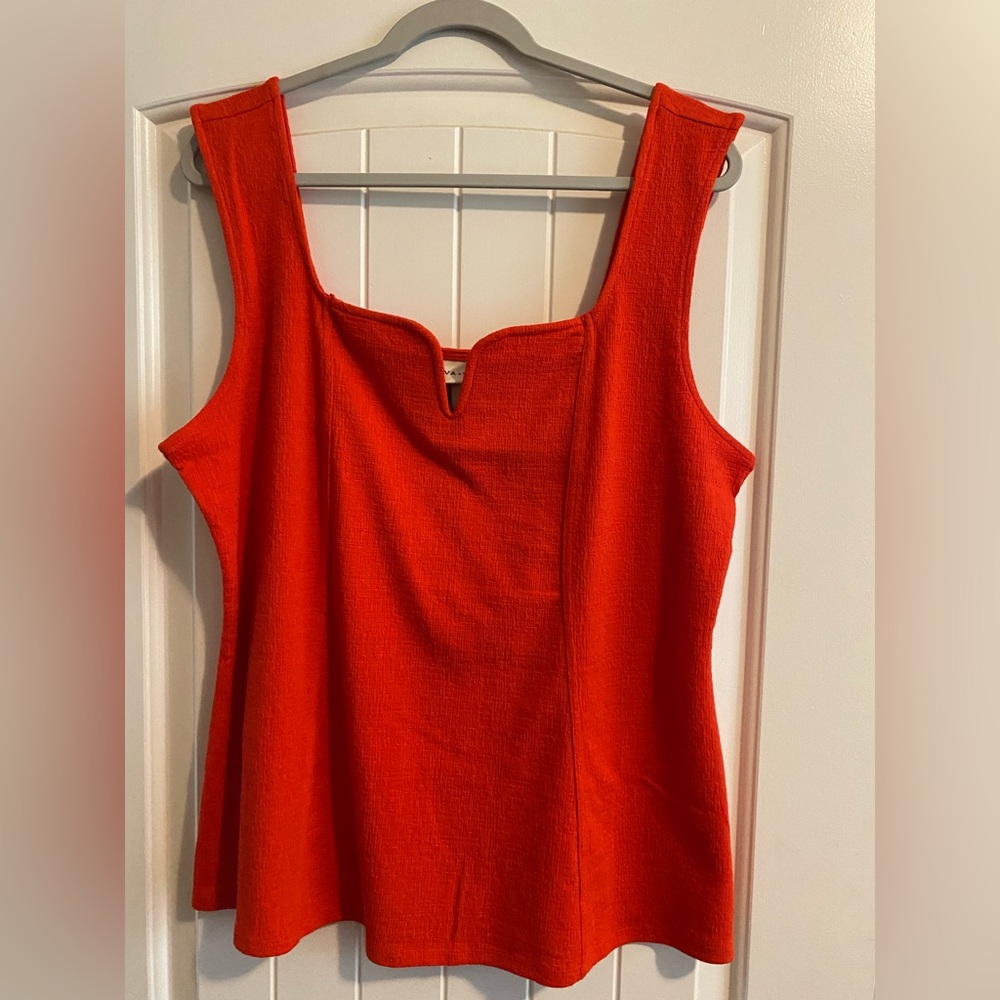 Red-Orange Tank Top with Wired Front